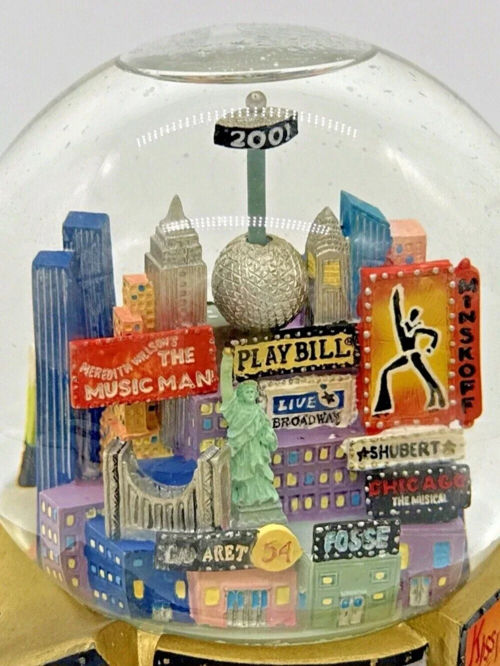 Bloomingdales 2001 Musical Snow Globe Broadway Cares Times Square Twin Towers